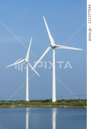 Wind power plants, energy systems, and renewable energy are located on the west coast of Taiwan. Wind power plants, energy systems, and renewable energy are located on the west coast of Taiwan. 121377944