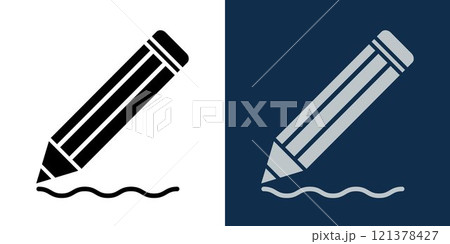 Pencil icon. Pencil writes. Signature icon. Letter. Text editing icon. Pencil icon. Pencil writes. Signature icon. Letter. Text editing icon. 121378427