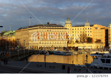 Stockholm, Sweden - January 05, 2015. View of the facade of Svenska Handelsbanken AB. 121378703
