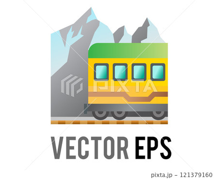 Green and yellow transport public train and railway in the mountains icon Green and yellow transport public train and railway in the mountains icon 121379160