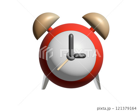 3D gradient red bedside alarm time clock icon with two bells 3D gradient red bedside alarm time clock icon with two bells 121379164