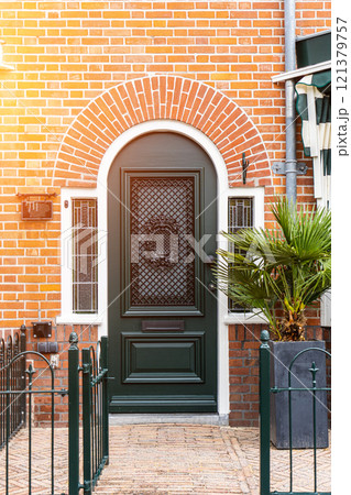Typical dutch door. Dutch holland architectural detail, a door in Netherlands city. Dutch door 121379757