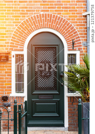 Typical dutch door. Dutch holland architectural detail, a door in Netherlands city. Dutch door 121379758
