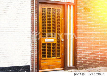 Typical dutch door. Dutch holland architectural detail, a door in Netherlands city. Dutch door 121379803