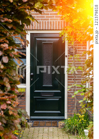 Typical dutch door. Dutch holland architectural detail, a door in Netherlands city. Dutch door 121379818