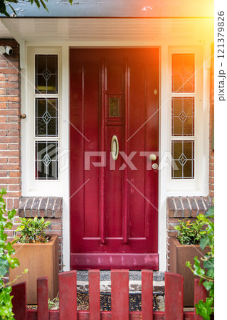 Typical dutch door. Dutch holland architectural detail, a door in Netherlands city. Dutch door 121379826