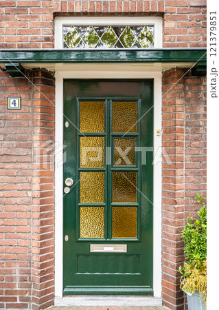 Typical dutch door. Dutch holland architectural detail, a door in Netherlands city. Dutch door 121379851