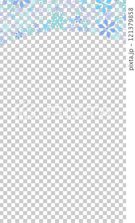 白色背景淺藍色雪花向量幀背景插畫素材【無文字】【垂直排】 121379858