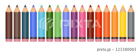 Set of coloured pencils with rubber bands. 16 bright colours. Back to school. Office supplies. Art supplies. 121380001