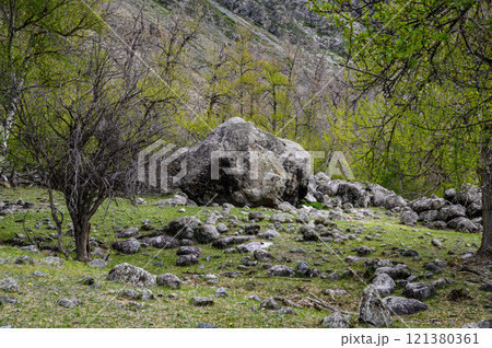 Beautiful rock face. Relief and texture of stone with patterns and moss. Stone natural background. Stone. Beautiful rock face. Relief and texture of stone with patterns and moss. Stone natural background. Stone. 121380361