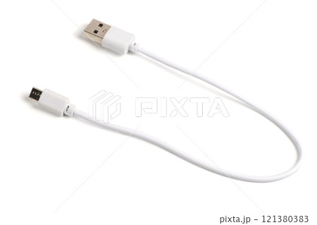 USB cable on a white background. USB cable on a white background. 121380383