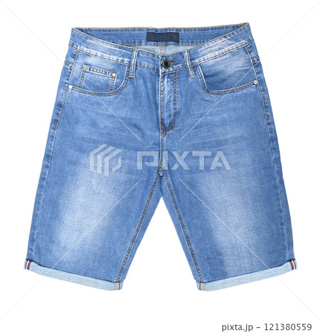 Blue Denim breeches on a white background. Blue Denim breeches on a white background. 121380559