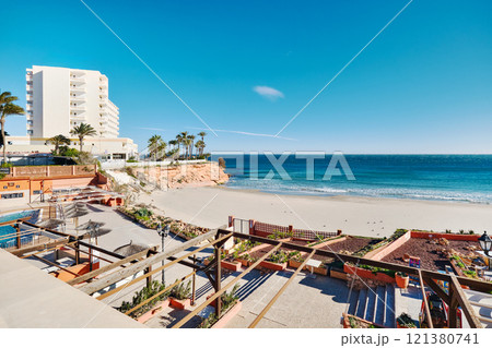 Picturesque La Zenia Beach on Costa Blanca in Spain 121380741