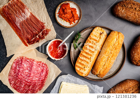 Assorted delicious baguette sandwiches Assorted delicious baguette sandwiches 121381236