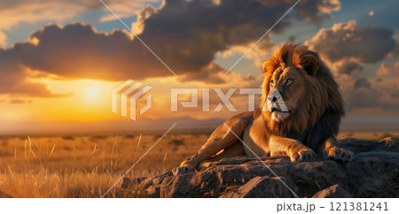 Lion Golden Reign, Regal Guardian of the Sunset 121381241