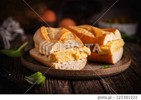 Spanish potato omelette sandwich Spanish potato omelette sandwich 121381322