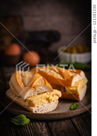 Spanish potato omelette sandwich Spanish potato omelette sandwich 121381330