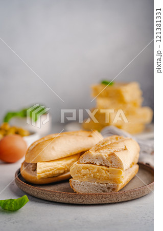 Spanish potato omelette sandwich Spanish potato omelette sandwich 121381331