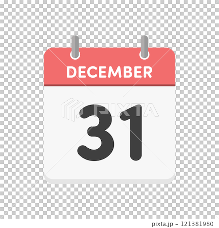December 31/12月31日英文日曆圖示-日期為12/31 121381980