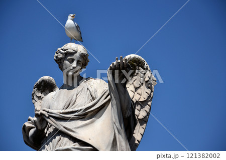 Statue of Angel with the Sudarium on the Sant Angelo bridge, Rome, Italy 121382002