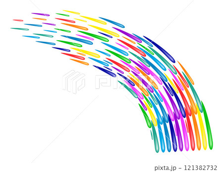 abstract rainbow colored wavy lines on white background - vector illustration 121382732