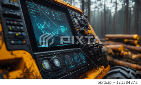 A display on logging machinery shows...のイラスト素材 [121384873] - PIXTA