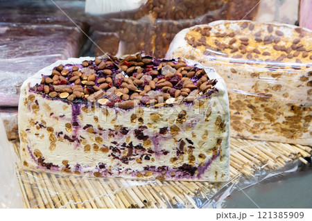 An array of assorted traditional nougat bars 121385909