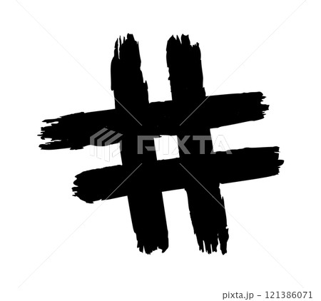 Artistic rough drawing hashtag stroke 121386071