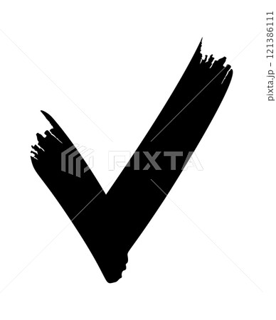 Hand-drawn checkmark sign brush stroke 121386111