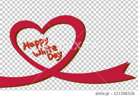 心絲帶插圖和帶有陰影的白色情人節文本 121386326