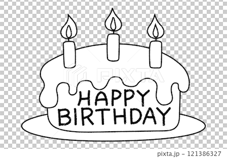 蛋糕和生日快樂留言卡單色 121386327