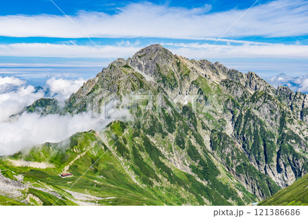 別山への登山道から見る剱岳 北アルプス劔岳登山 別山への登山道から見る剱岳 北アルプス劔岳登山 121386686