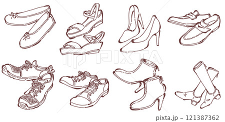 レディースシューズのイラストセット 121387362
