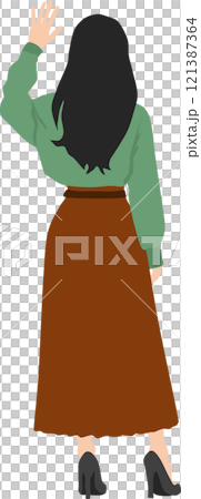 後ろ姿の女性のイラスト 121387364