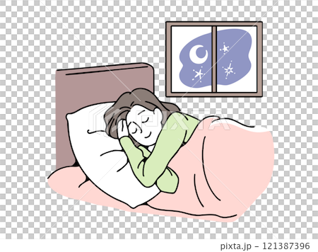 横向きでぐっすり眠る女性 121387396