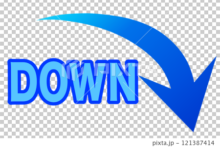 矢印　下がる　ダウン 121387414