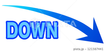 矢印　下がる　ダウン 121387441