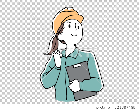 一個穿著工作服展望未來的女人 121387489
