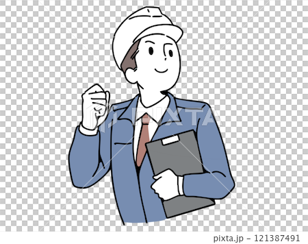 A man in work clothes looking to the future A man in work clothes looking to the future 121387491