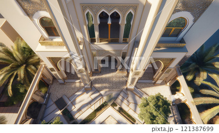 中東アラブの大豪邸の外観 121387699