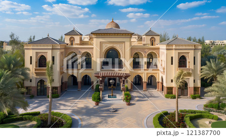 中東アラブの大豪邸の外観 121387700