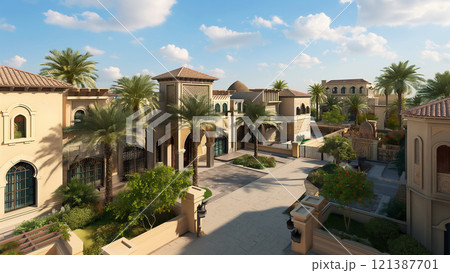 中東アラブの大豪邸の外観 121387701