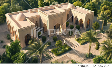 中東アラブの大豪邸の外観 121387702