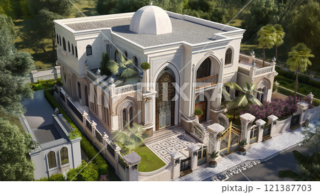 中東アラブの大豪邸の外観 121387703