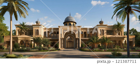 中東アラブの大豪邸の外観 中東アラブの大豪邸の外観 121387711