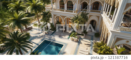 中東アラブの大豪邸の外観 121387716