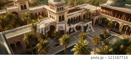 中東アラブの大豪邸の外観 中東アラブの大豪邸の外観 121387718