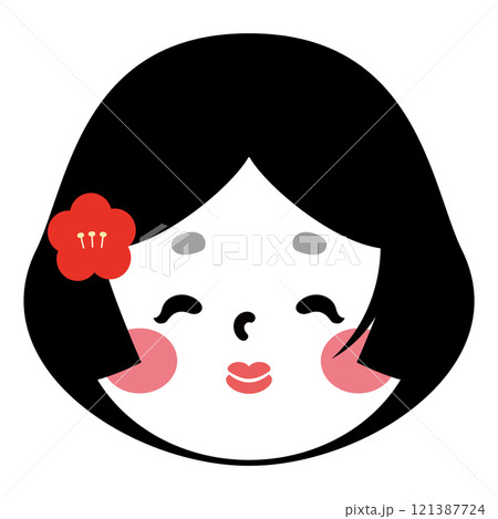 かわいいおたふく（またはおかめ）のベクターイラスト 121387724