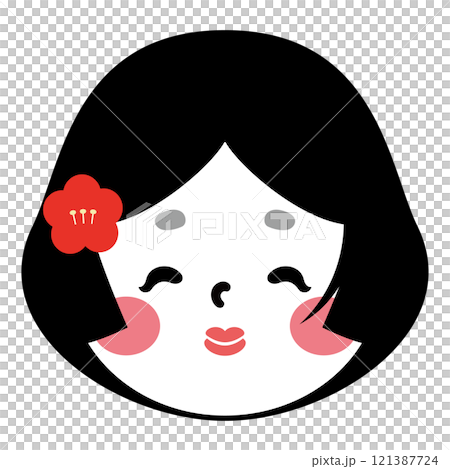 可愛 Otafuku（或 Okame）的向量圖解 121387724