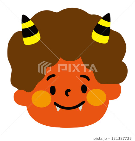 かわいい笑顔の赤鬼のベクターイラスト かわいい笑顔の赤鬼のベクターイラスト 121387725